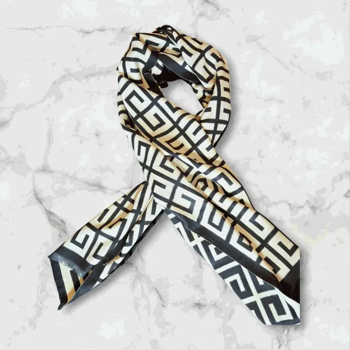 Cashmere Black & Cream Pattern Scarf