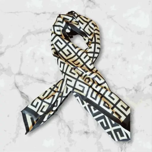 [S002] Cashmere Black & Cream Pattern Scarf